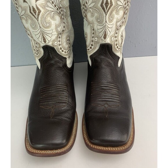 Ferrini Western Square-Toe Boots Men\'s 12D White/Brown Embroidered Rodeo Cowboy main image 15